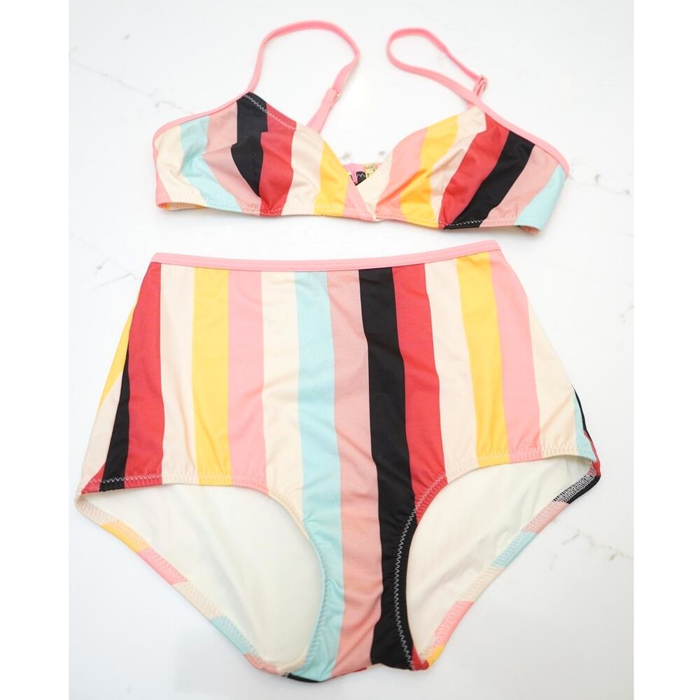 Solid & Striped - Brigitte Bikini Top & High-Waist Bottom in Stripe / XS & S